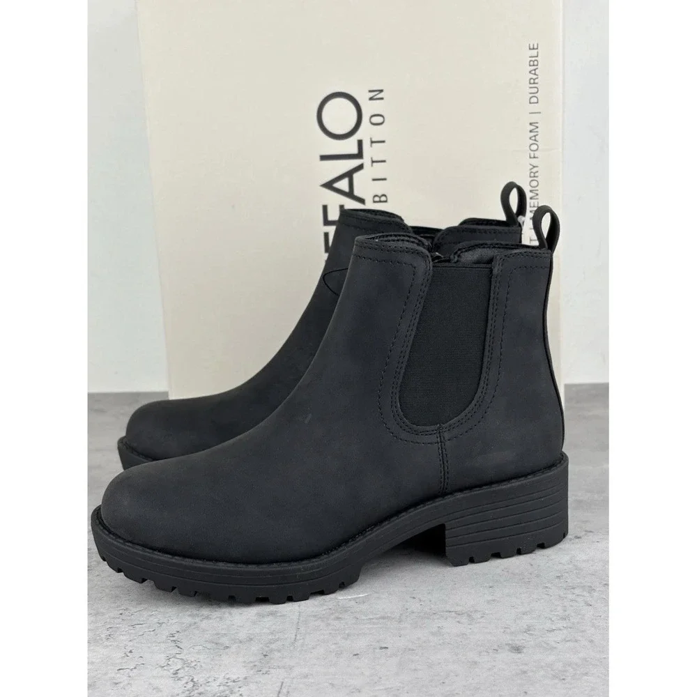 New Anna Buffalo David Bitton Chelsea Boots Black Water Repellant Women's US 9